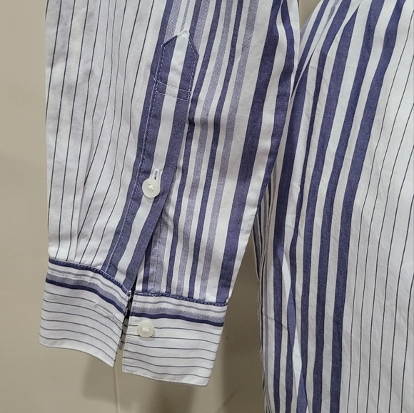 Striped Belted Midi Cotton Shirt Dress Womens Size XS - Picture 5 of 14